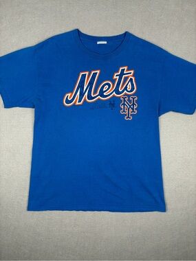VTG Y2K New York Mets Classic Solid Blue Crew Neck Tee M/L